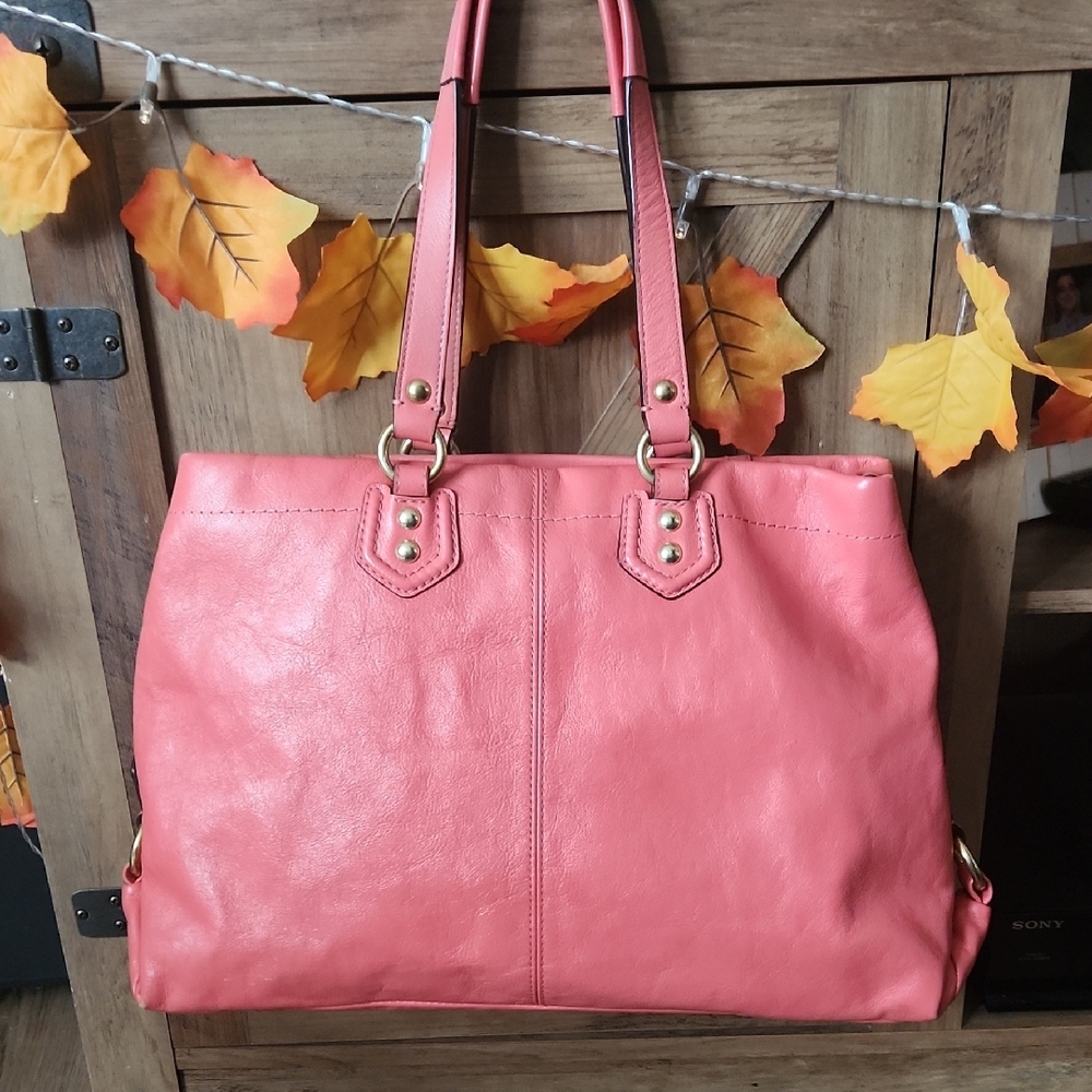 Coach Coral Leather Tote Bag - Picture 2 of 13